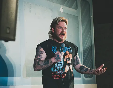 Comdeian Uncle Lazer doing stand up